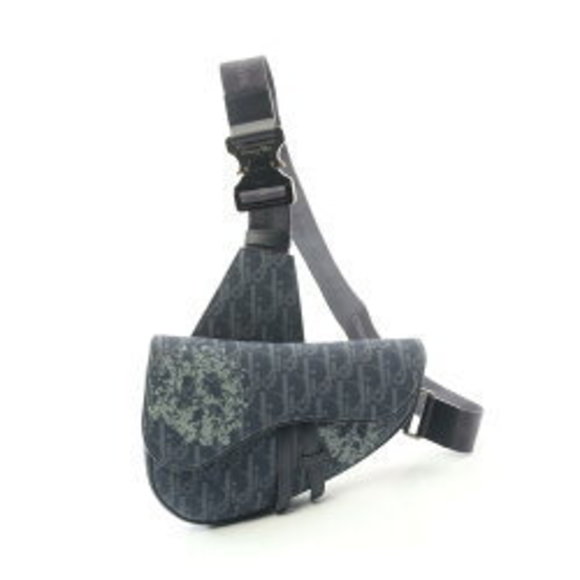 Dior TEARS Saddle Bag Waist Body Canvas Navy Blue - Picture 1 of 6